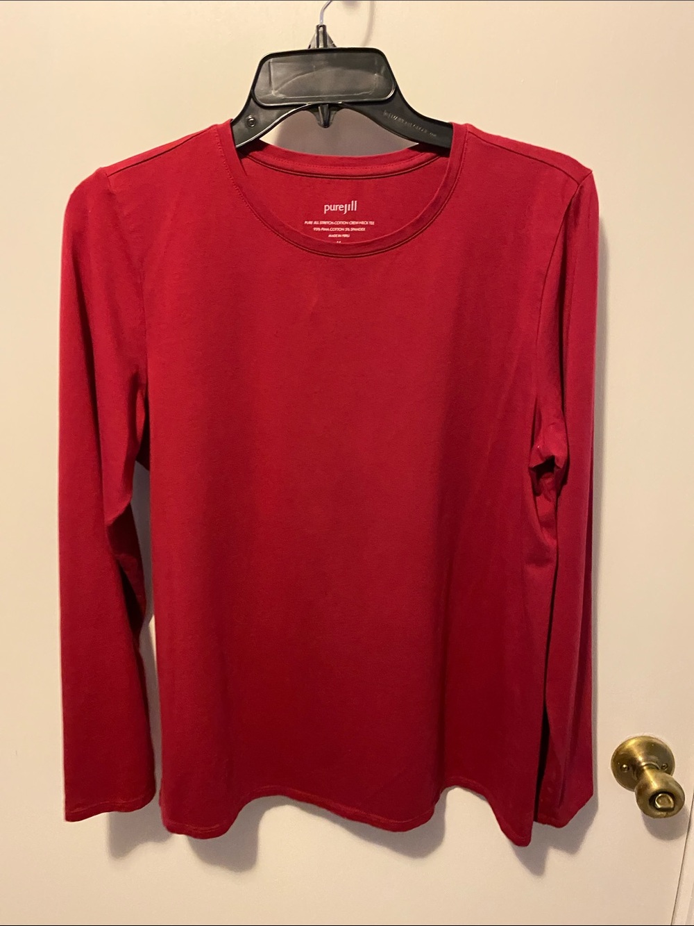 PureJill Women's Long-Sleeve Crewneck Tee - Deep Red